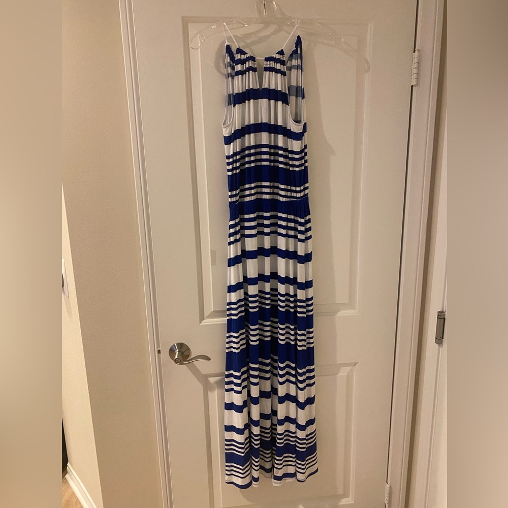 NWT blue and white striped knit maxi dress. Size S